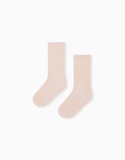 2 Pairs of High Socks Pack, Girls, Light Pink