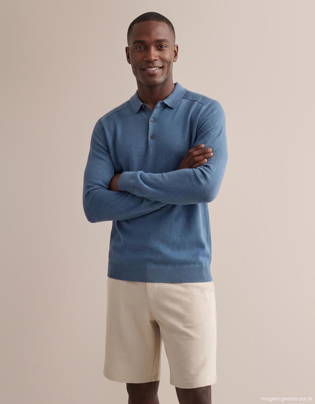 Polo com Caxemira, Homem, Azul