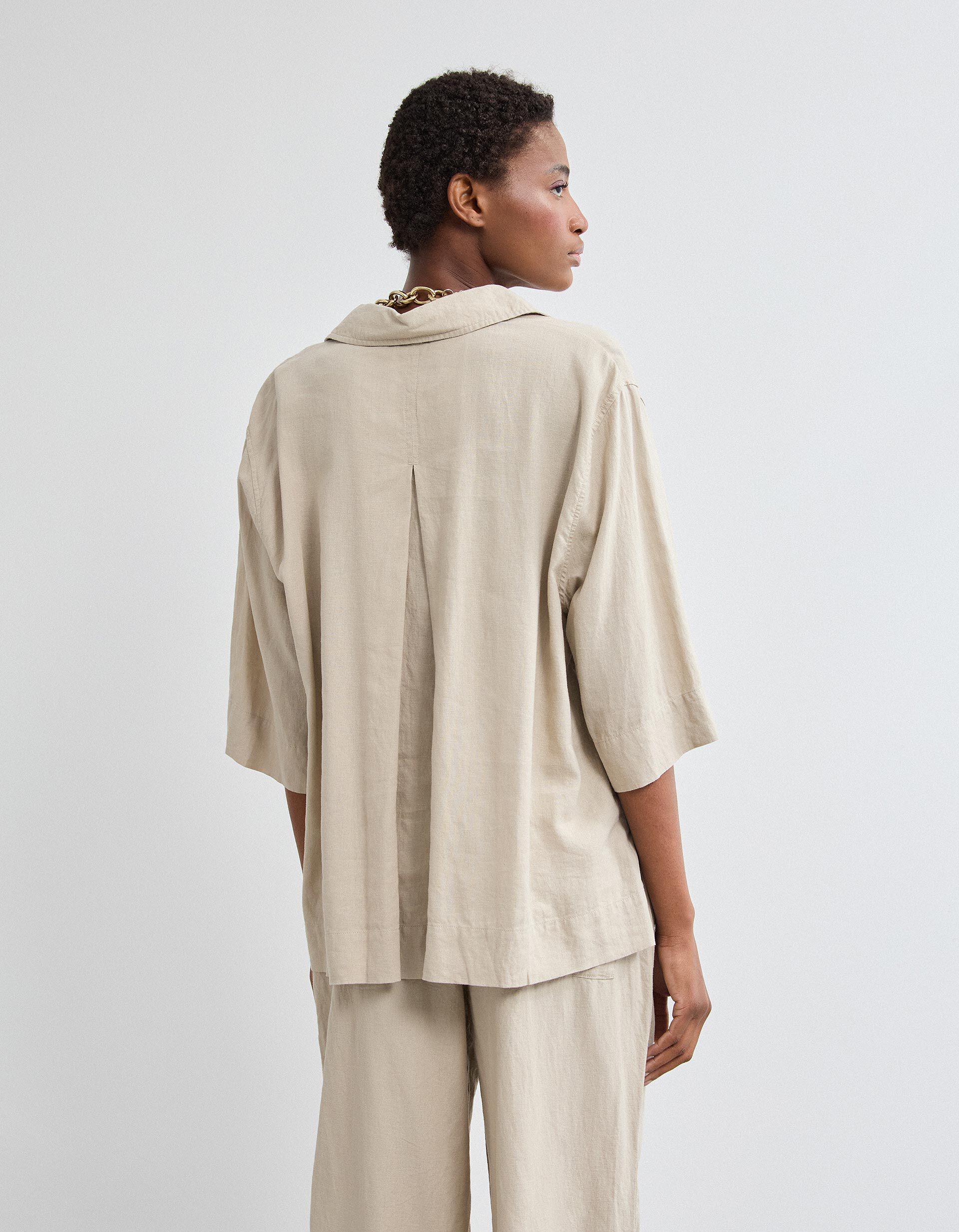 Comprar Online Camisa com Linho, Mulher, Bege