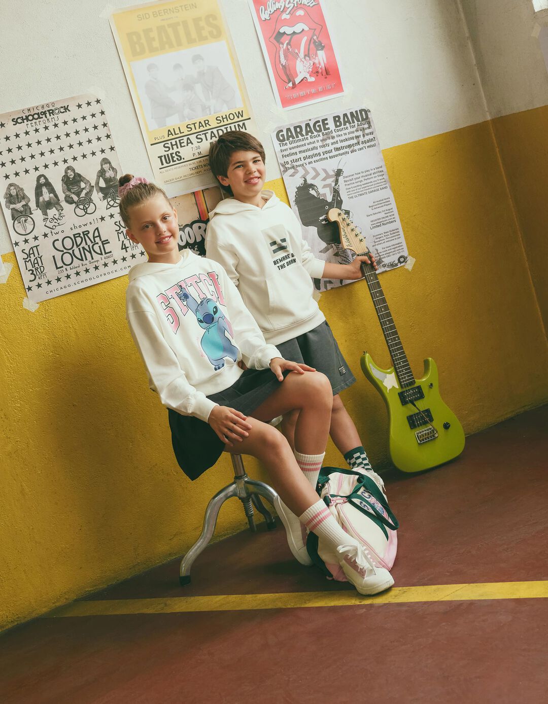 Sweatshirt de Felpa Capuz 'Stitch', Menina, Branco