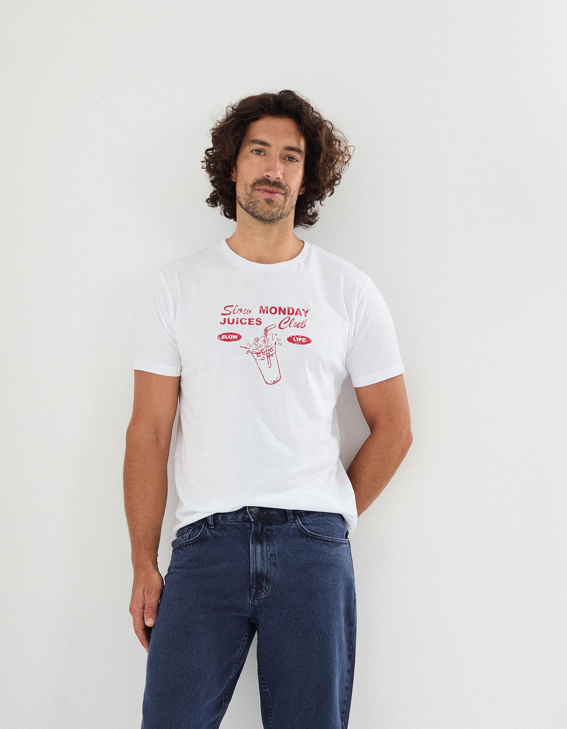 T-shirt Print, Homem, Branco
