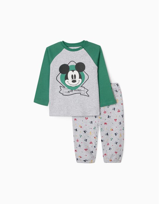 Pijama Manga Comprida para Bebé Menino 'Camp Mickey', Cinza/Verde