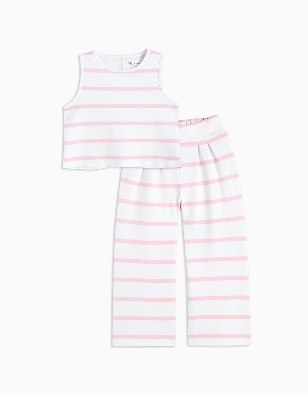 Striped Top + Trousers Set, Girls, Light Pink