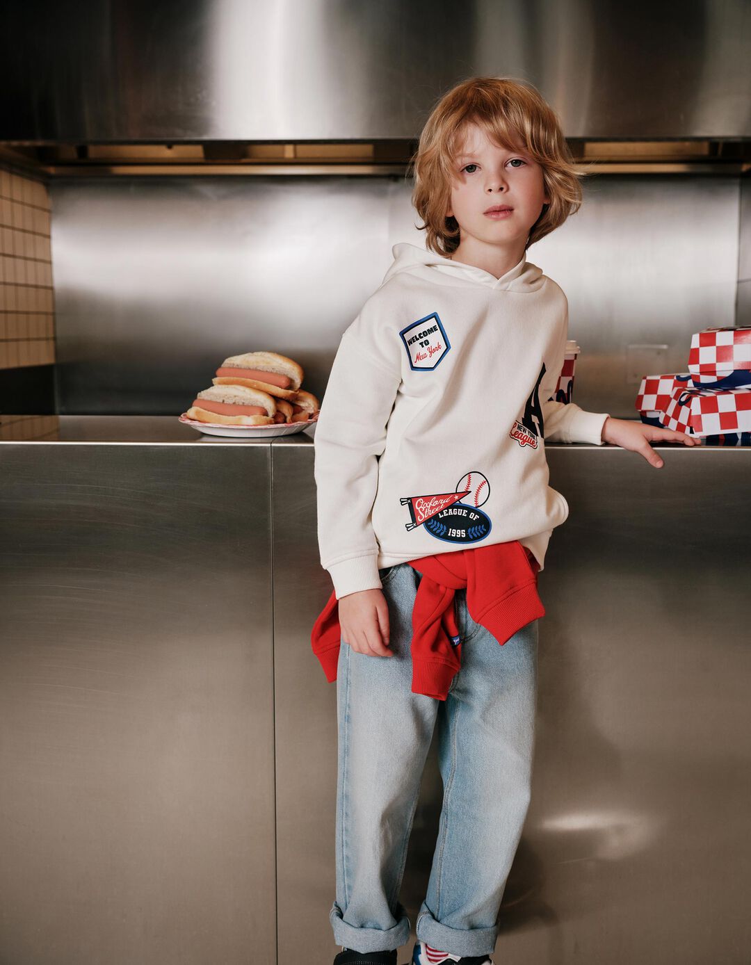 Sweatshirt com Capuz, Menino, Branco