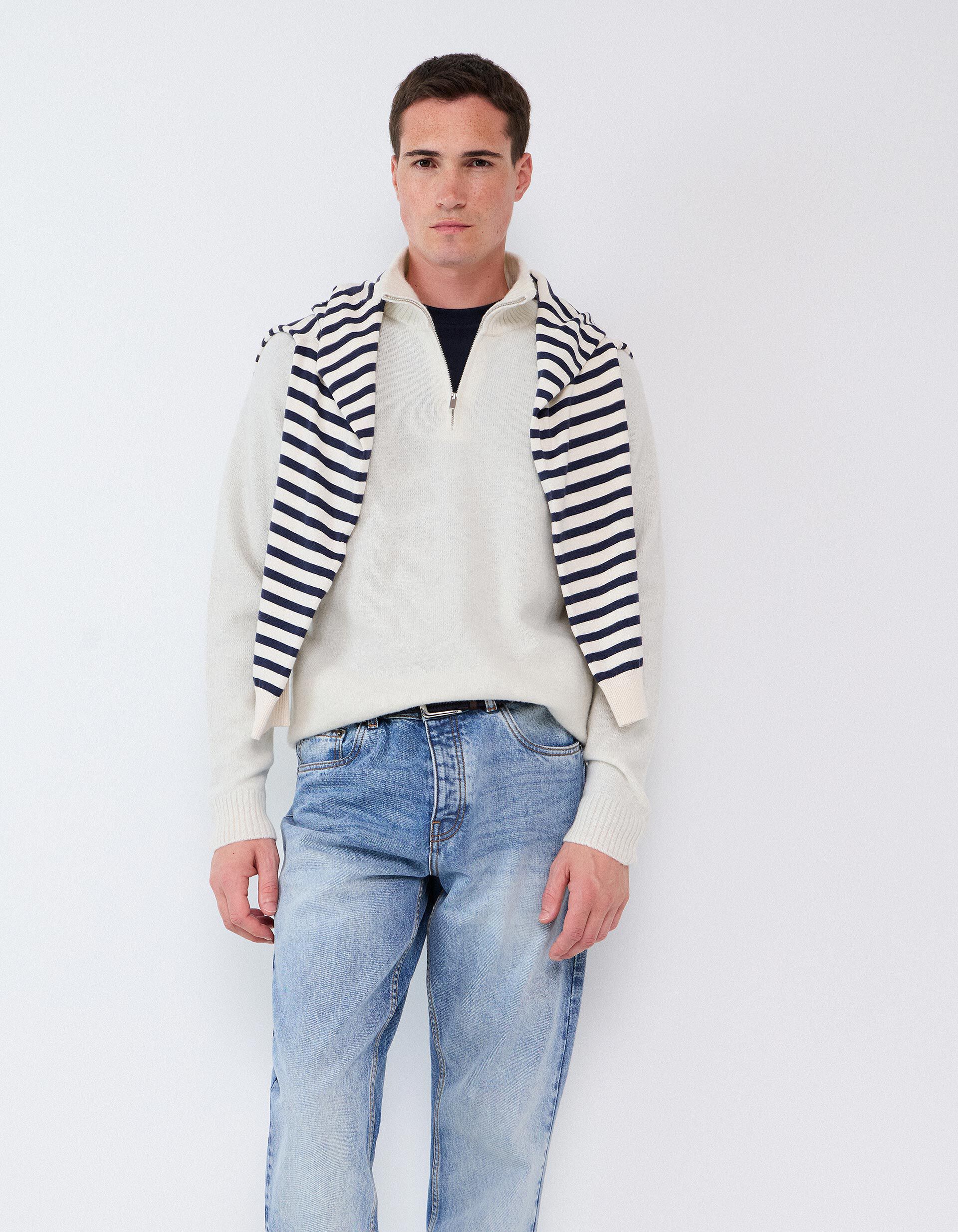 Comprar Online Camisola Com Mistura De L&atilde;, Homem, Cru