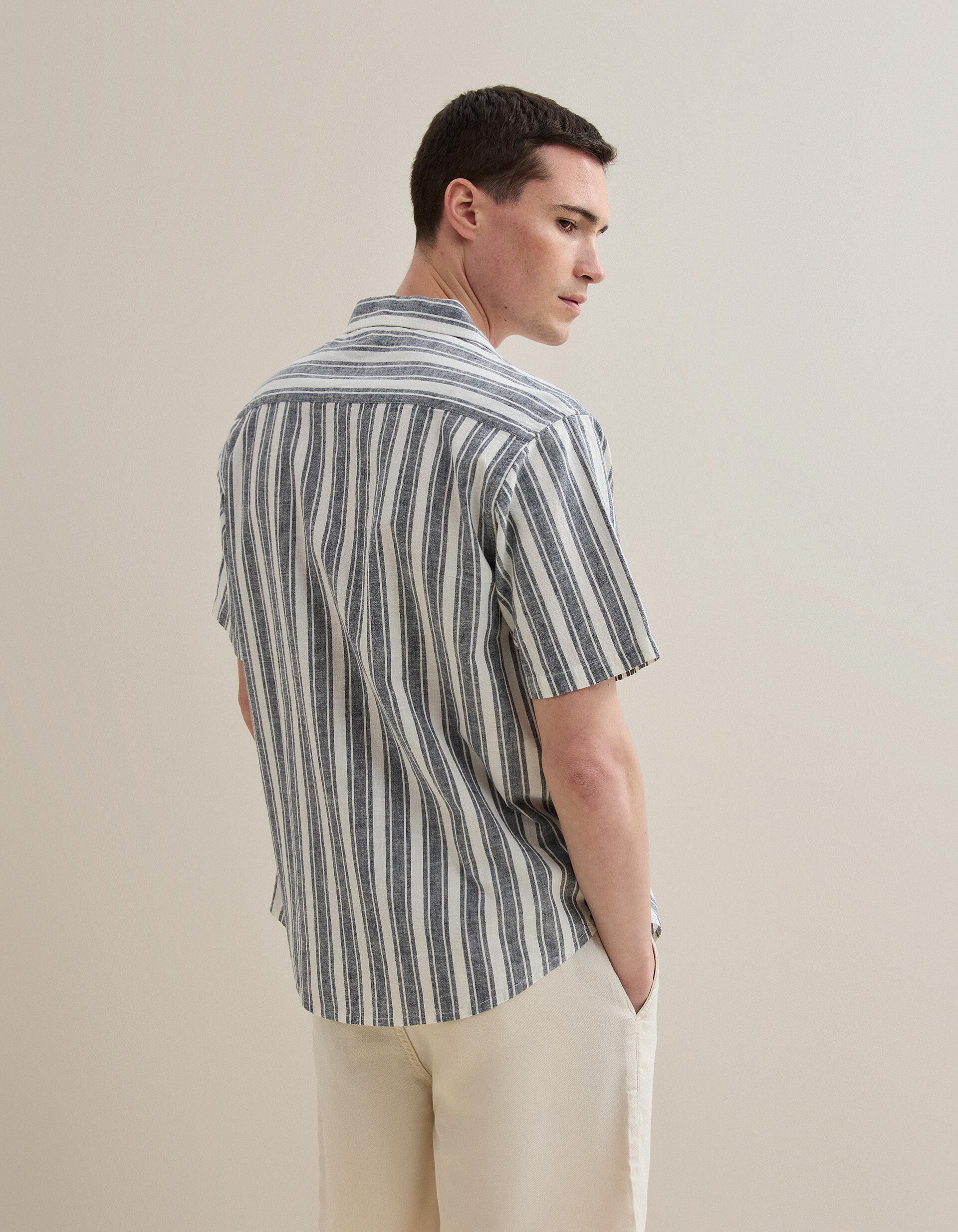 Comprar Online Camisa Resort com Linho, Homem, Azul Escuro