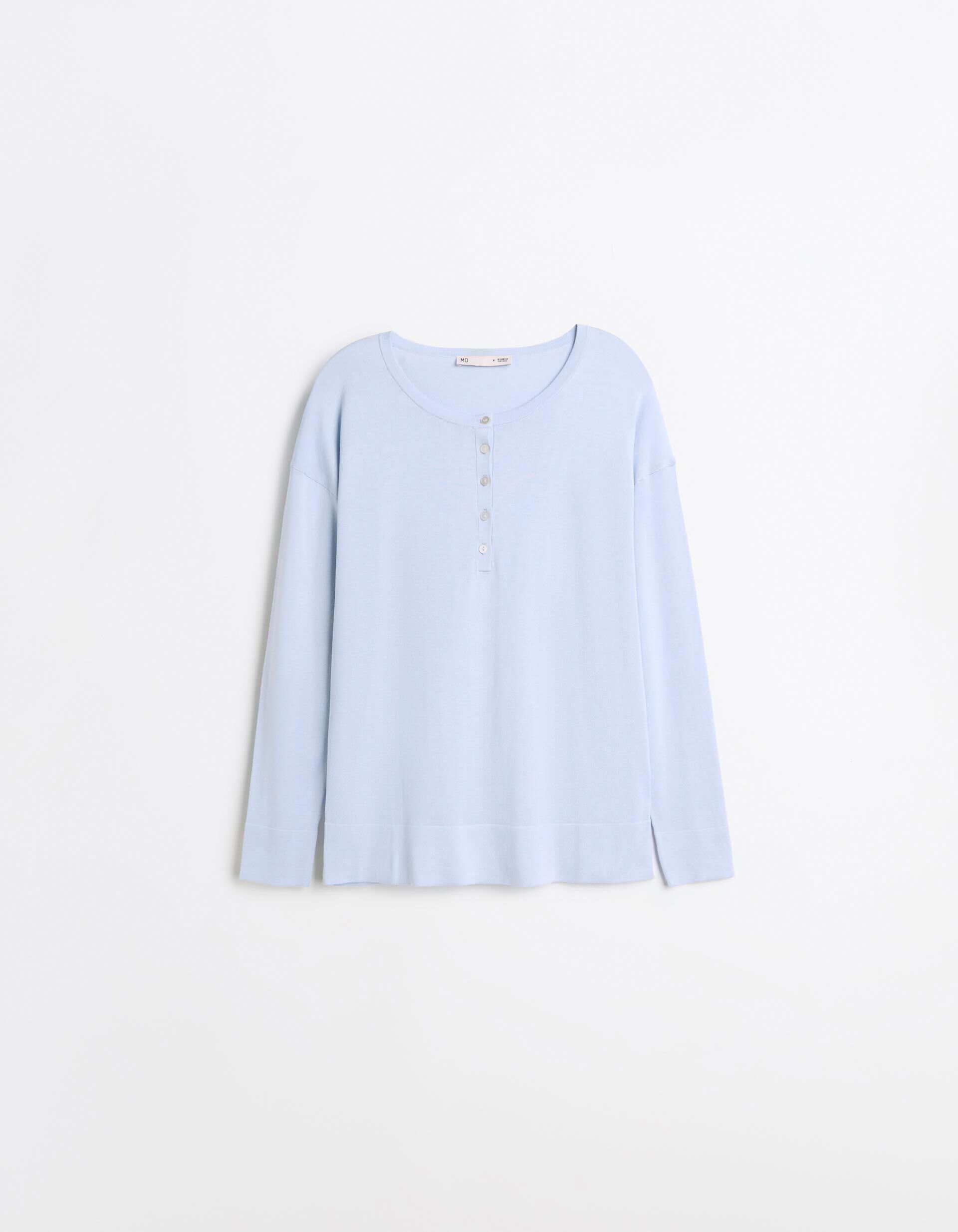 Comprar Online Camisola Decote Henley, Mulher, Azul
