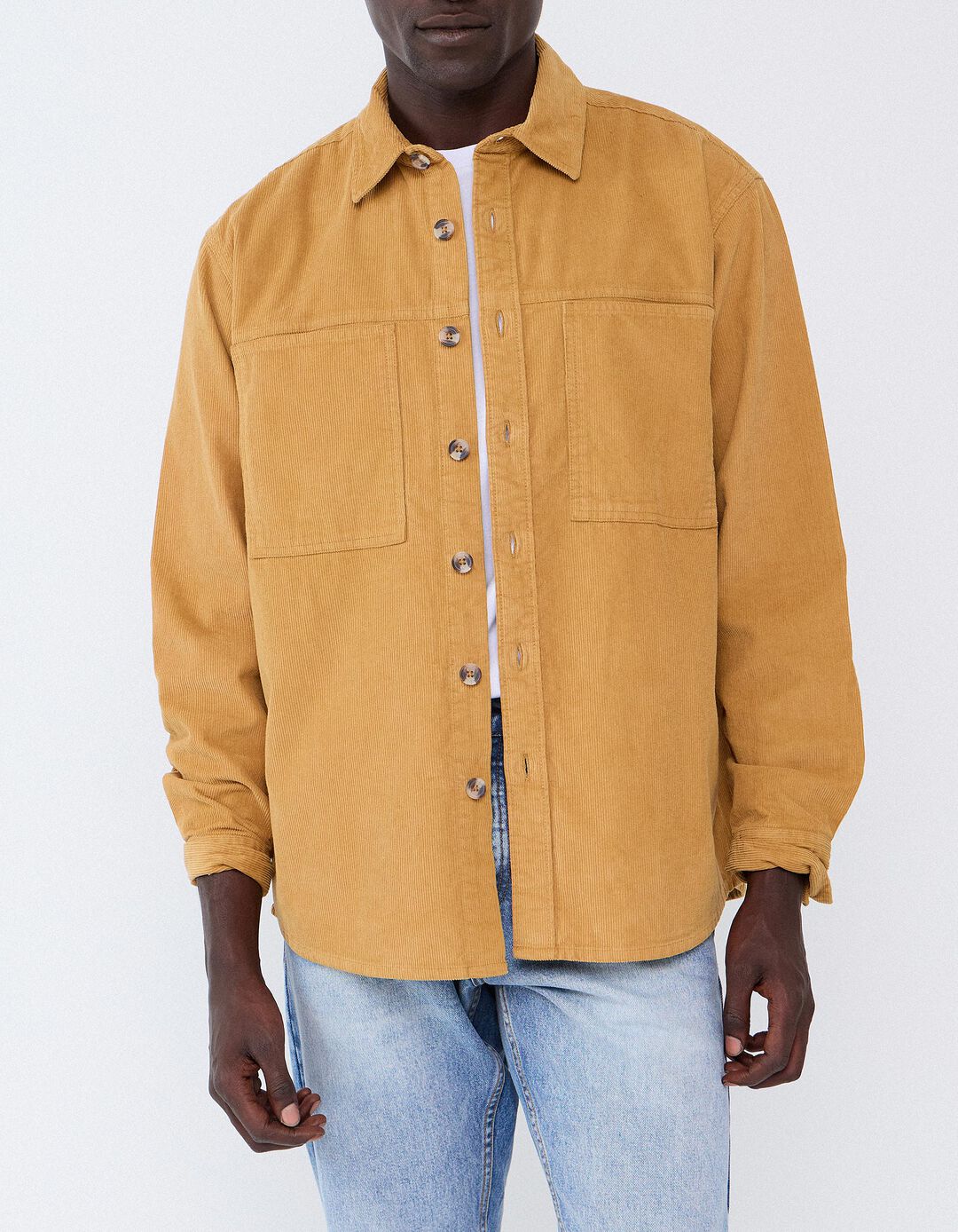 Sobrecamisa Em Bombazina, Homem, Amarelo Escuro