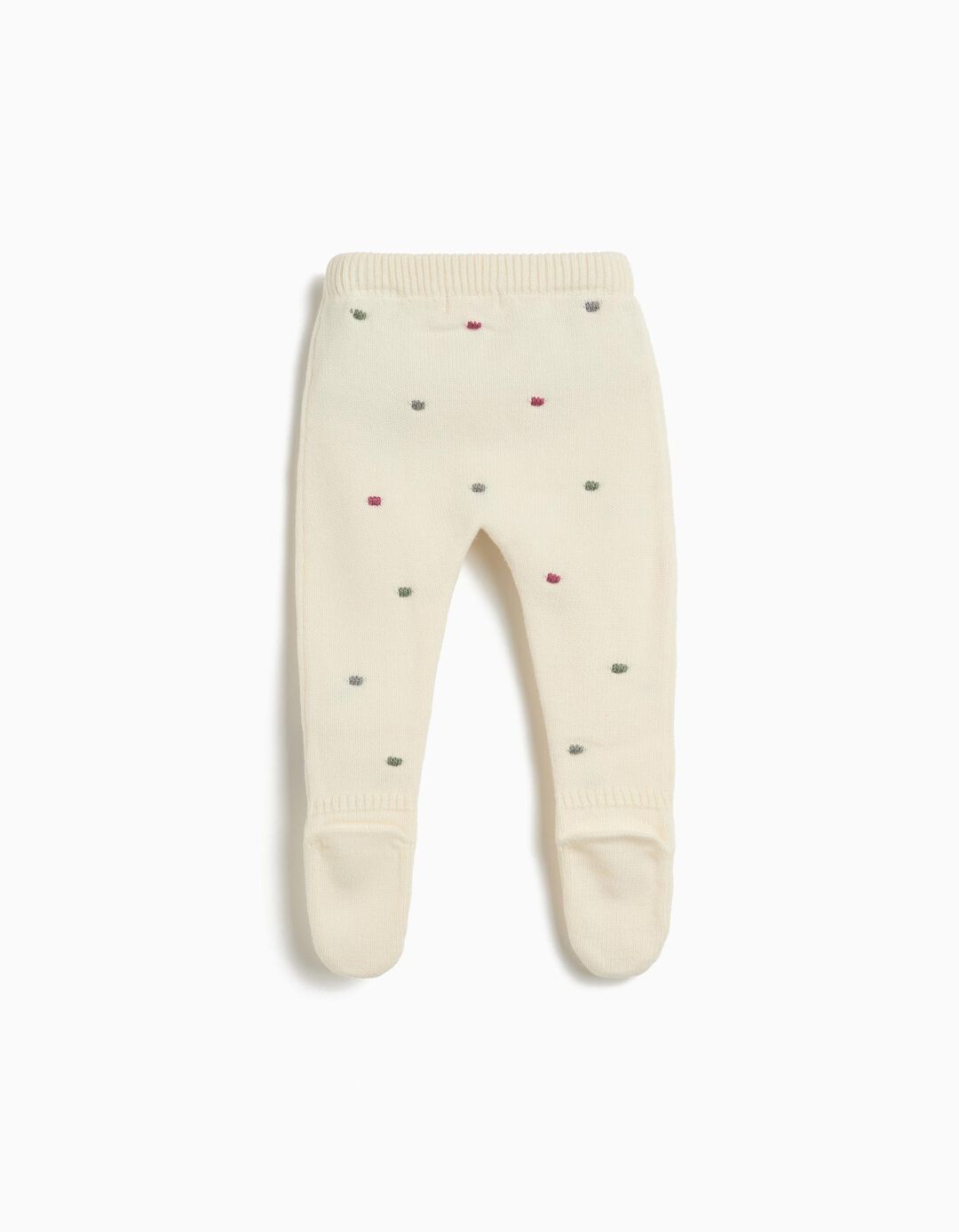 Calças com Pés de Malha, Recém-Nascido, Branco