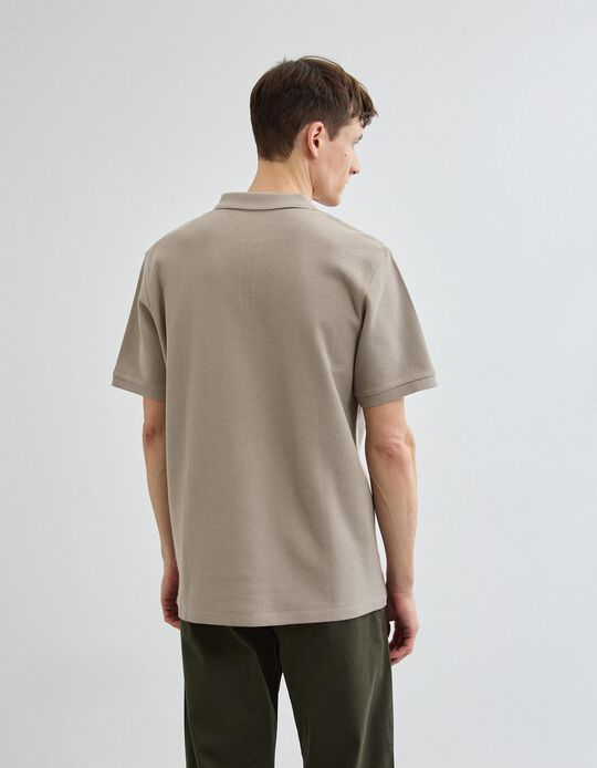 Comprar Online Polo com Fecho, Homem, Bege