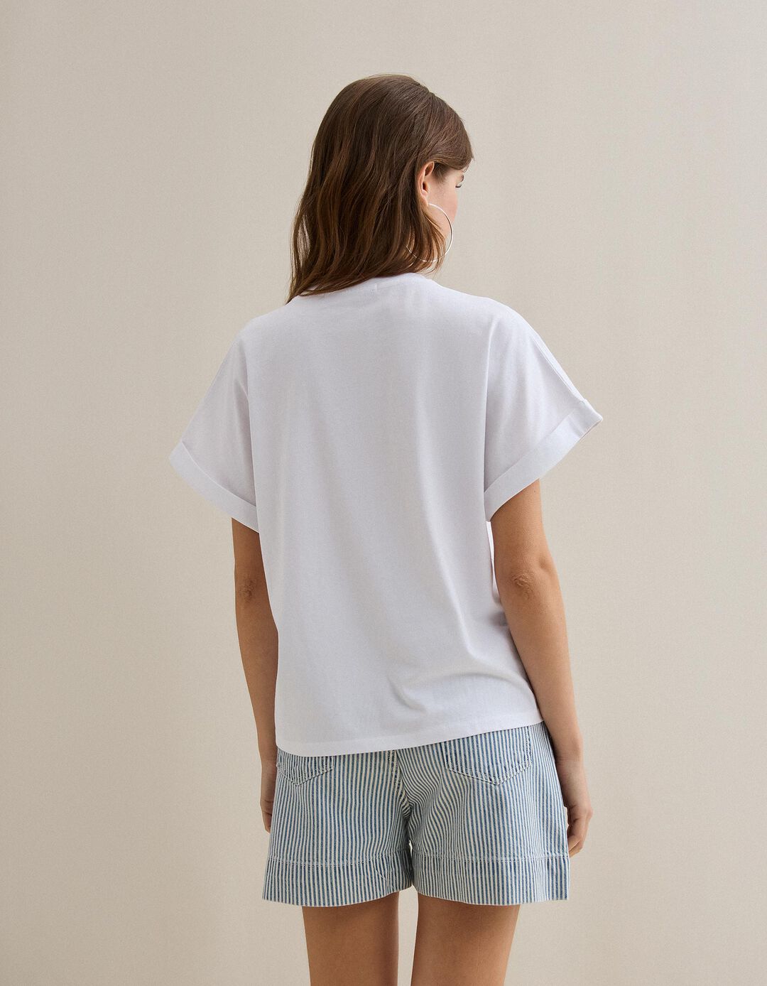 T-shirt com Estampado, Mulher, Branco