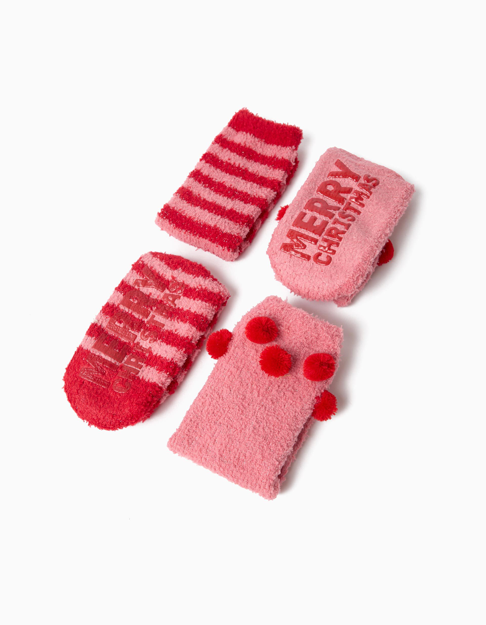 Comprar Online Pack 2 Pares De Meias Natal, Menina, Rosa