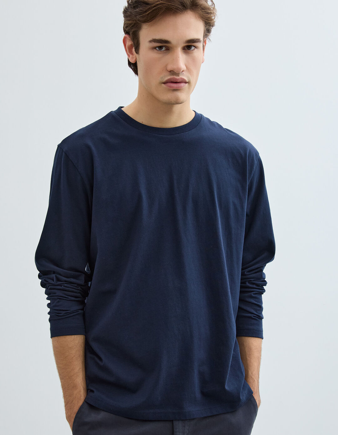 T-shirt de Manga Comprida, Homem, Azul Escuro