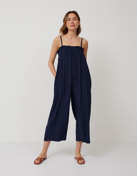 Linen Jumpsuit, Women, Dark Blue