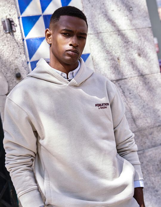 Comprar Online Sweatshirt De Felpa Estampada, Homem, Bege Claro