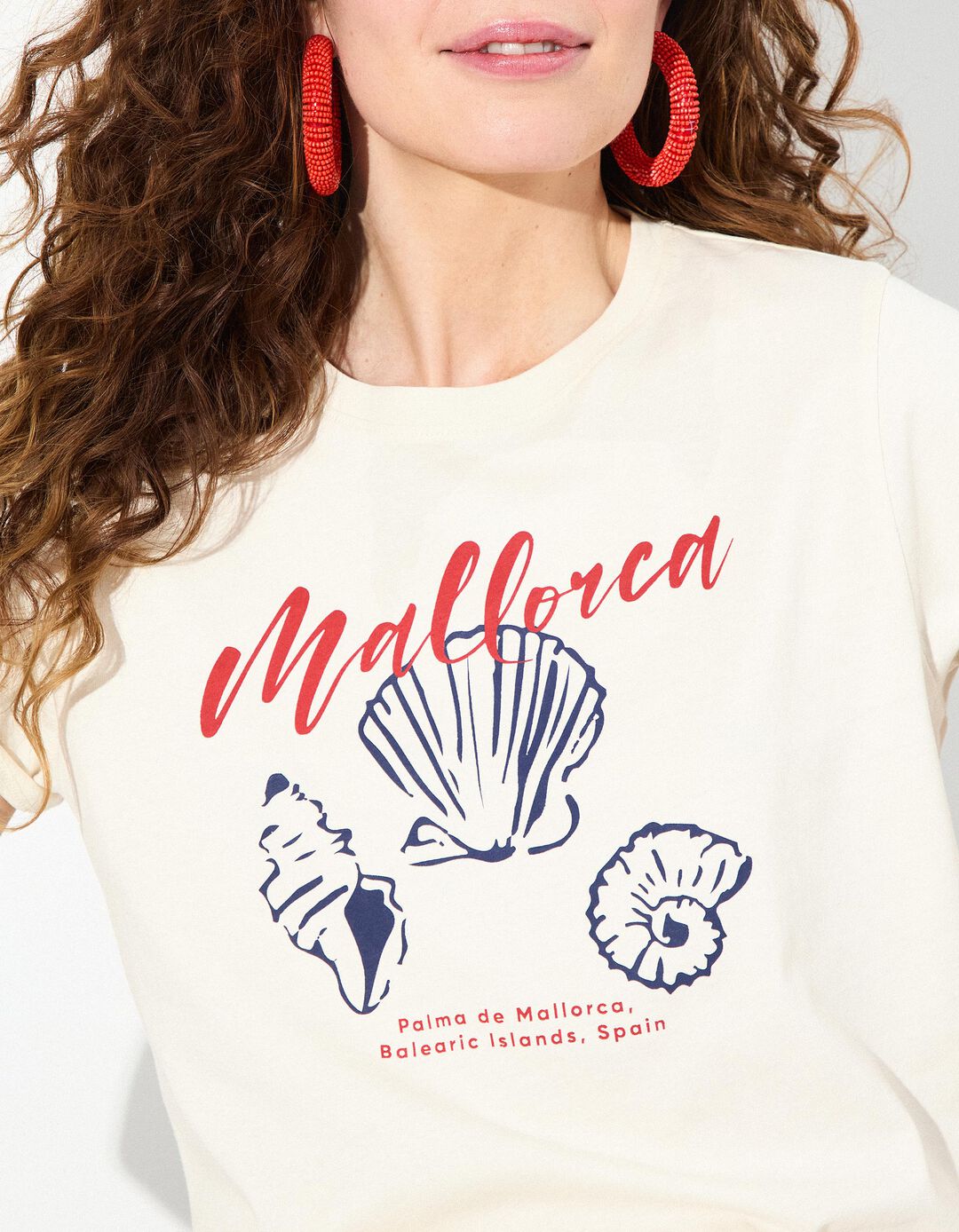 T-shirt Print, Mulher, Bege Claro