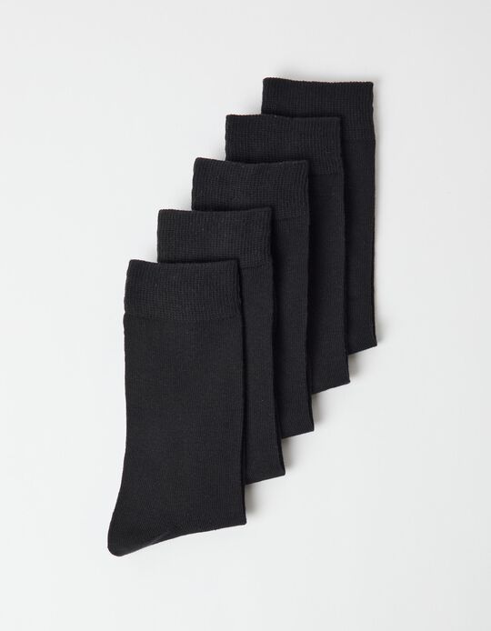 Comprar Online Pack 5 Pares de Meias Lisas, Homem, Preto