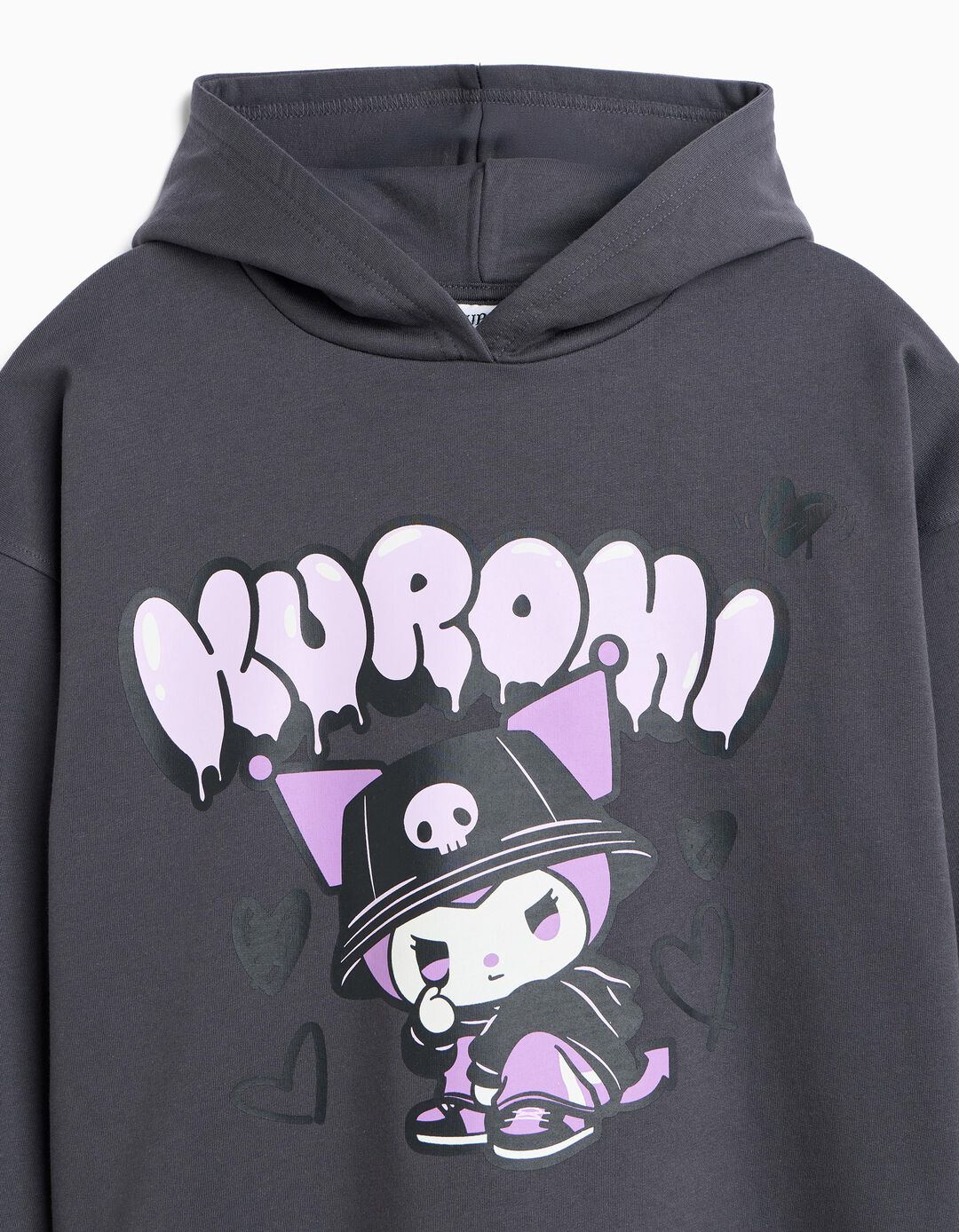 Sweatshirt Com Capuz 'Kuromi', Menina, Cinzento Escuro