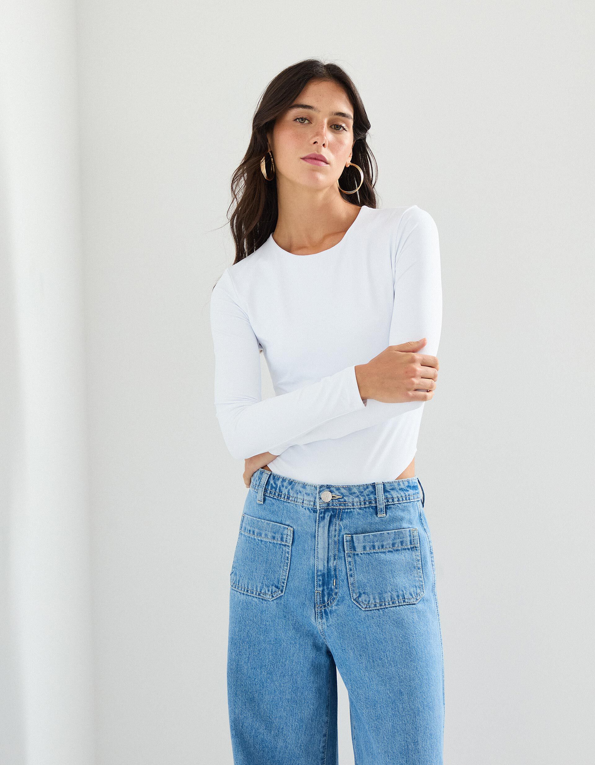 Comprar Online Body de Manga Comprida, Mulher, Branco