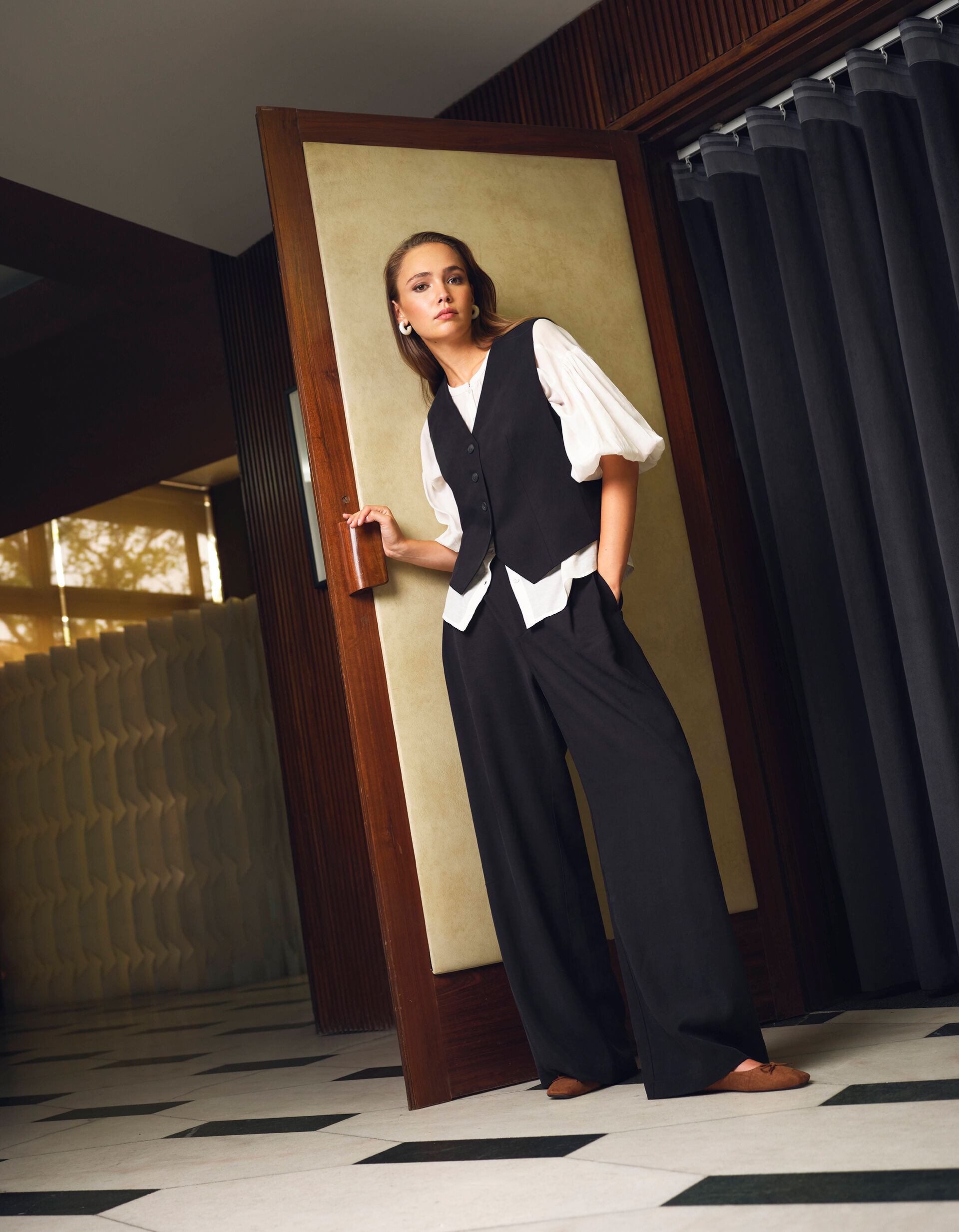 Colete, Mulher, Preto