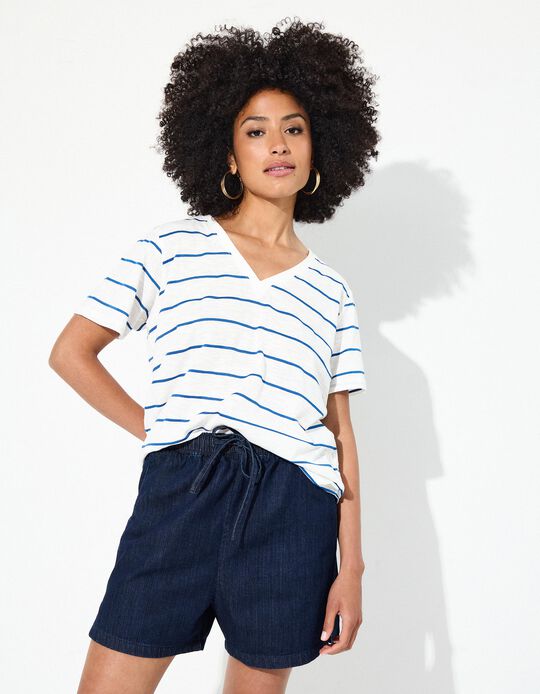 Comprar Online T-shirt Riscas, Mulher, Azul 