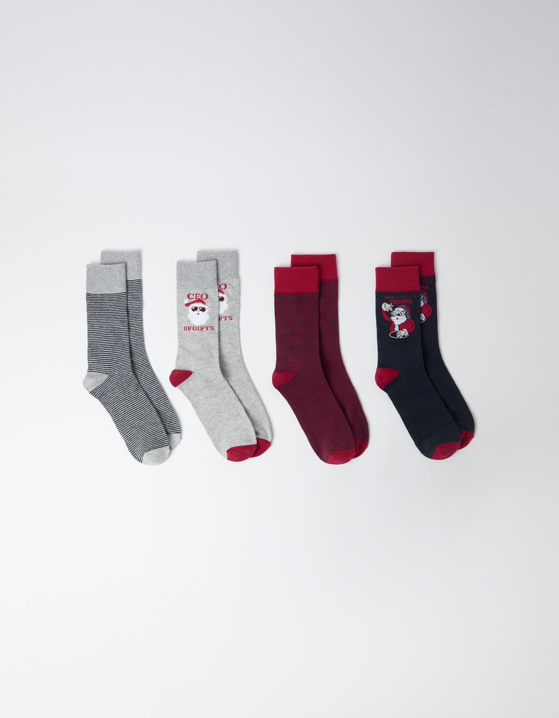 Comprar Online Pack 4 Pares De Meias De Natal, Homem, Vermelho Escuro