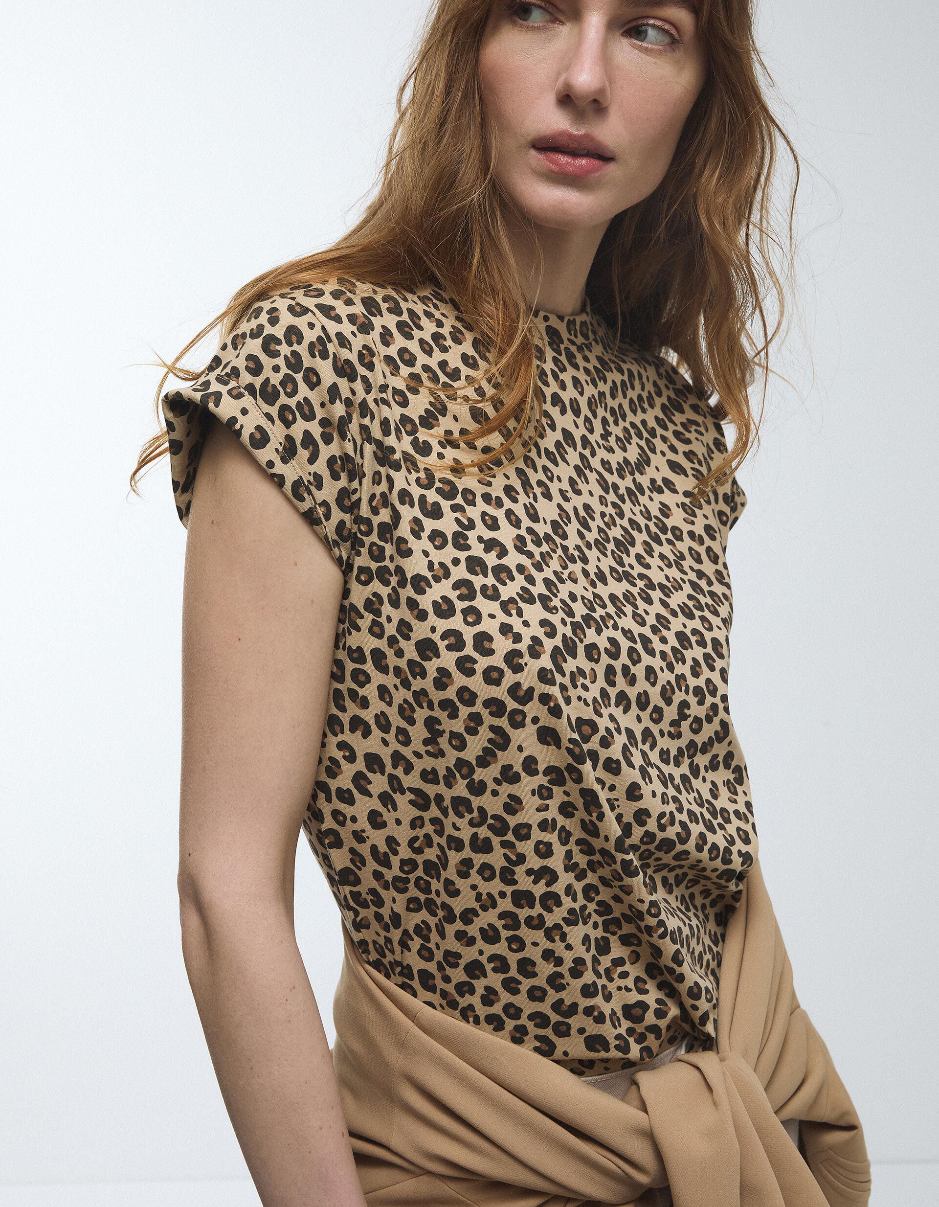 Comprar Online T-shirt Animal Print, Mulher, Bege