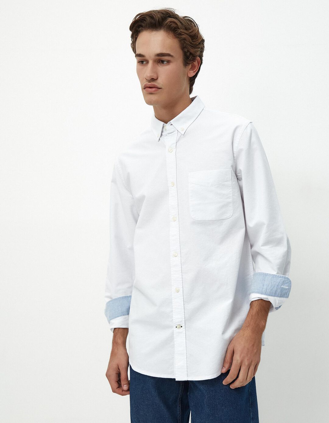 Camisa de Manga Comprida Oxford, Homem, Branco