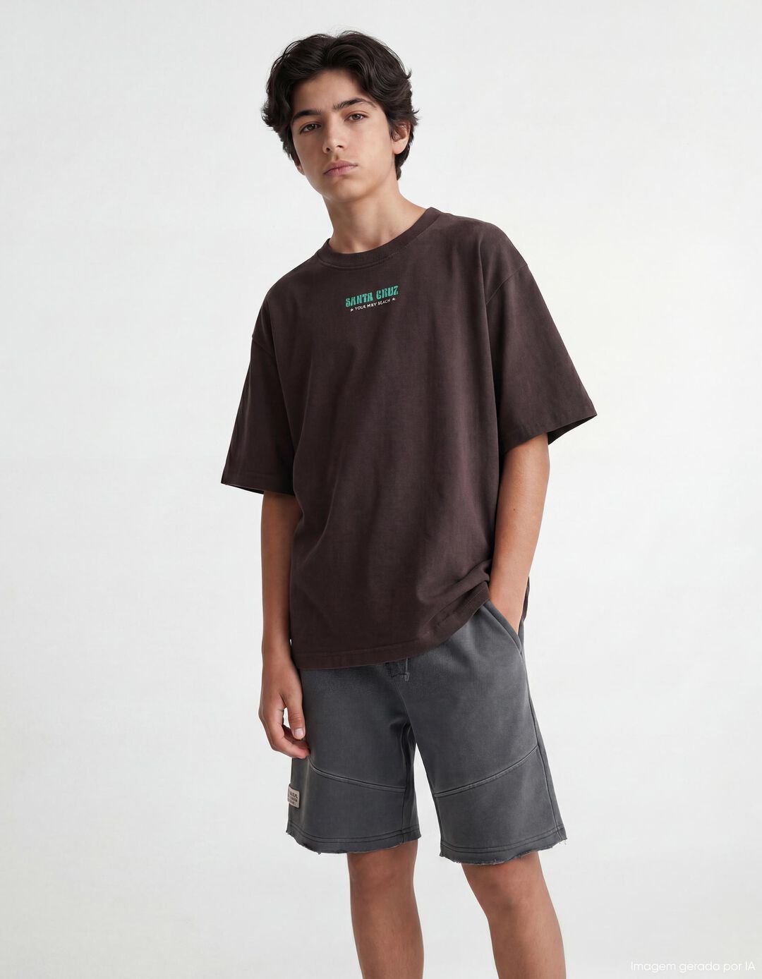 T-shirt Estampada, Menino, Preto