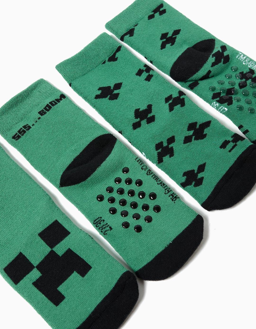 Pack 2 Meias Antiderrapantes 'Minecraft', Menino, Verde