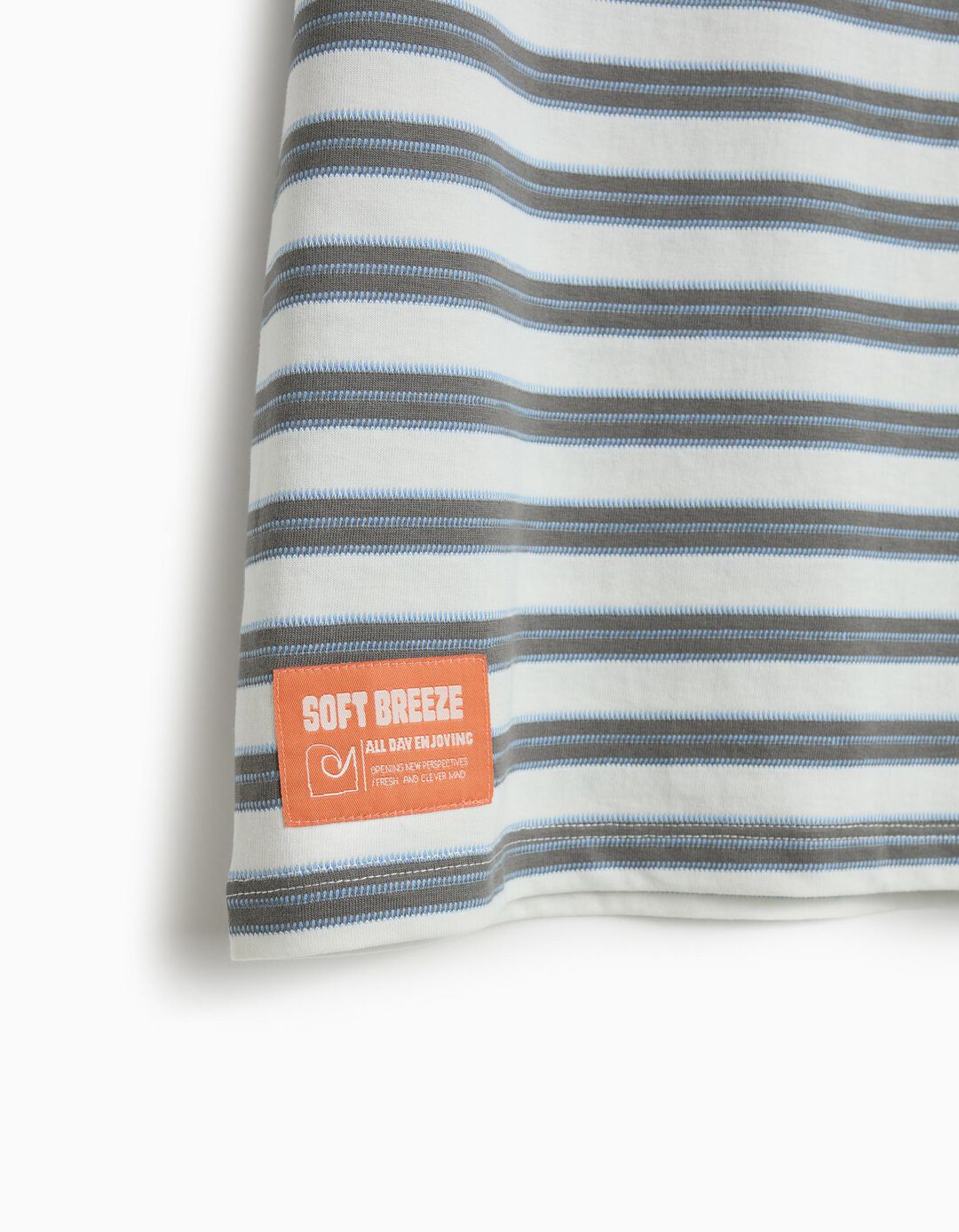 T-shirt &agrave;s Riscas, Menino, Cinzento