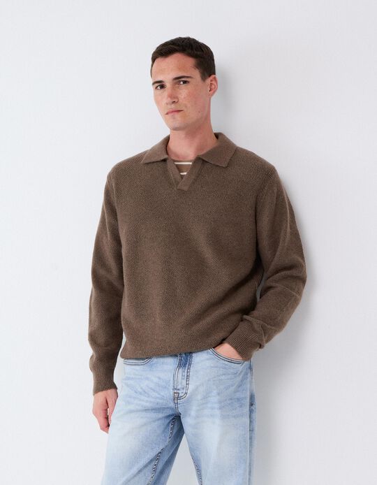 Comprar Online Camisola De Malha, Homem, Castanho