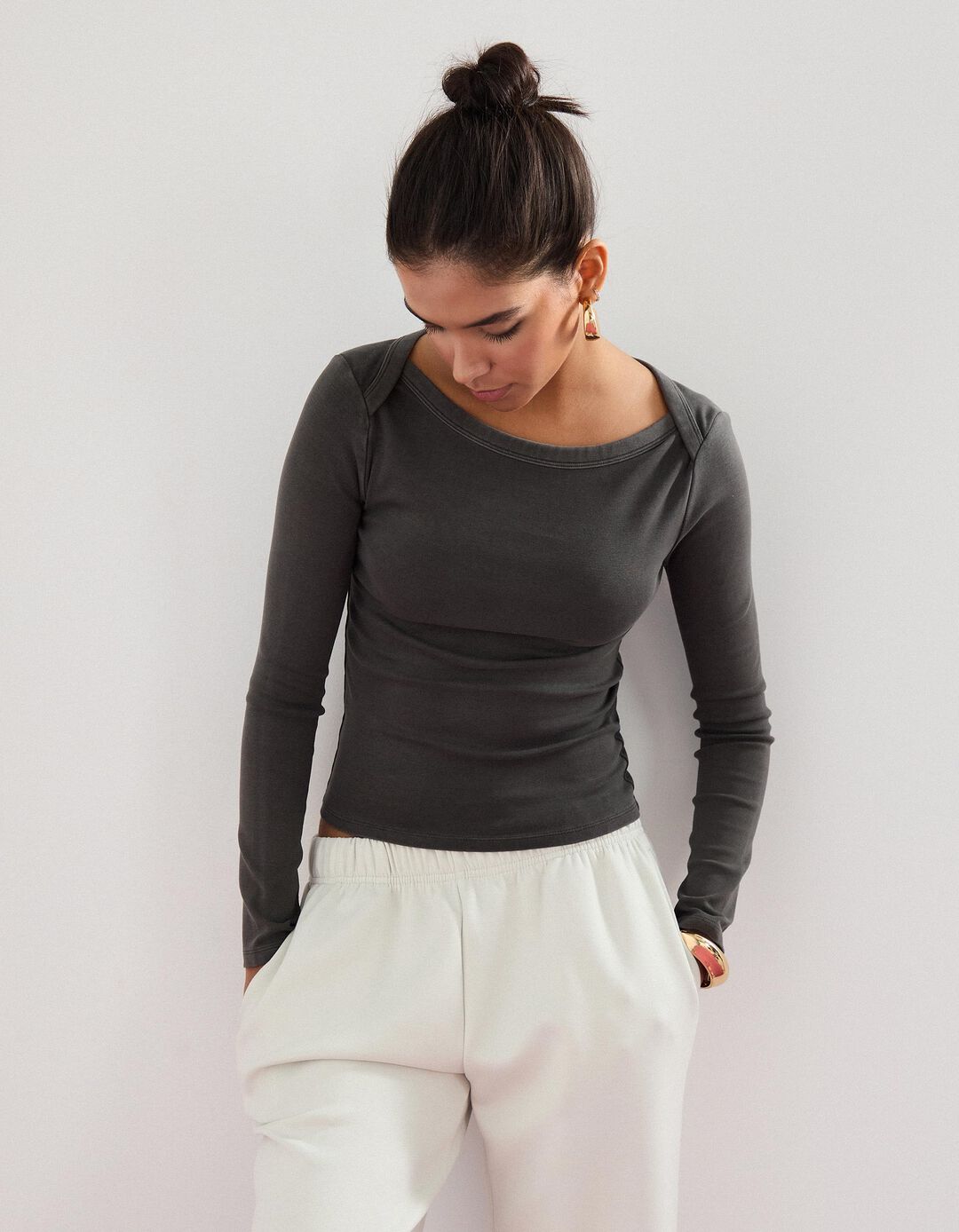 Camisola, Mulher, Cinzento Escuro
