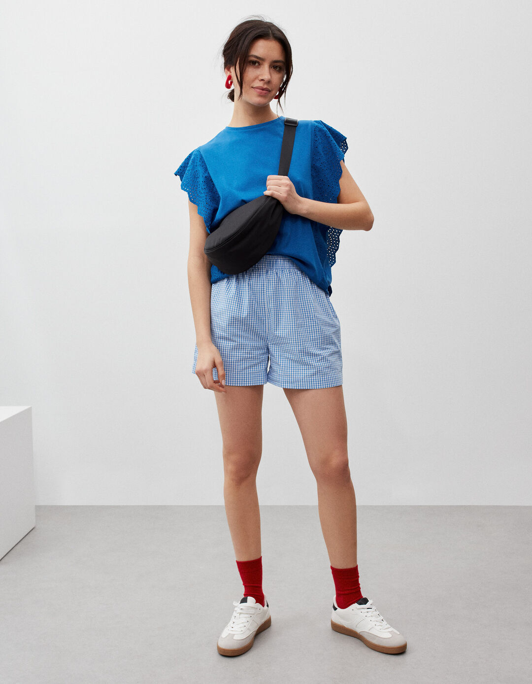English Embroidered T-shirt, Woman, Dark Blue
