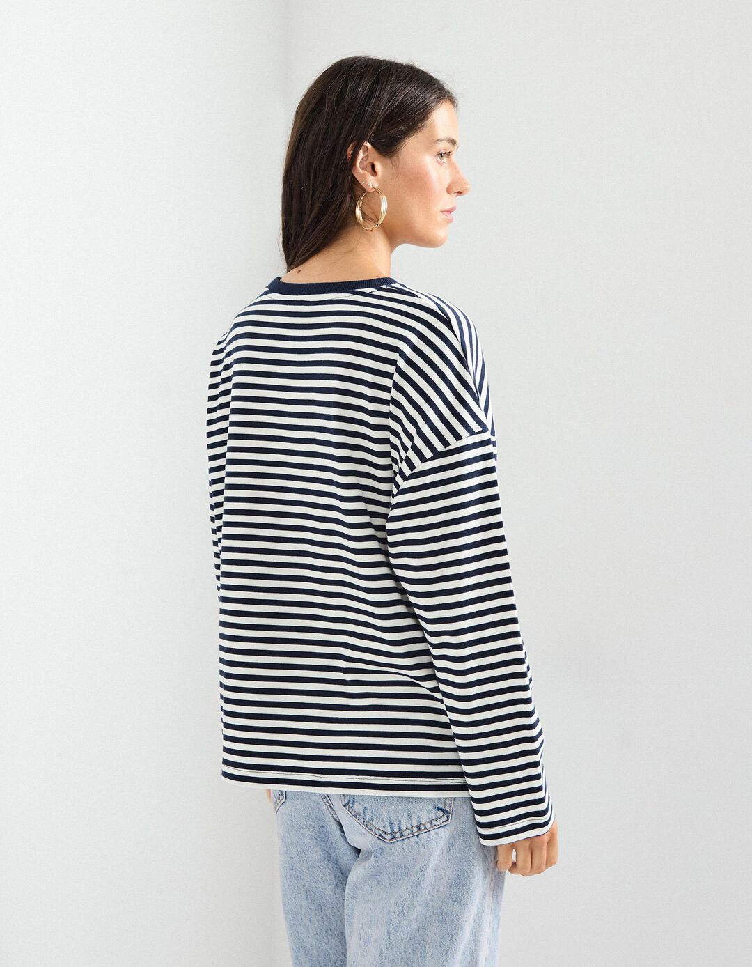 Camisola Riscas, Mulher, Azul Escuro