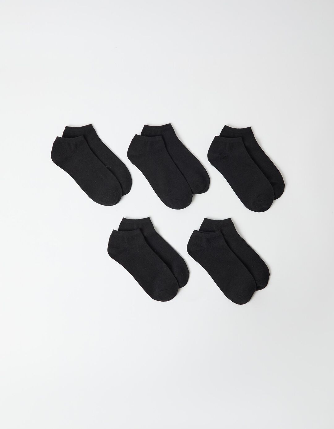 5 Meias Curtas de Algod&atilde;o, Mulher, Preto