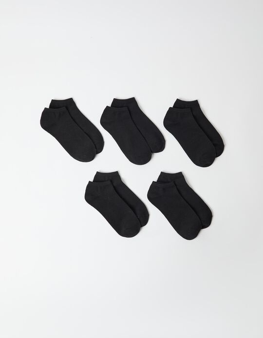 Comprar Online 5 Meias Curtas de Algod&atilde;o, Mulher, Preto
