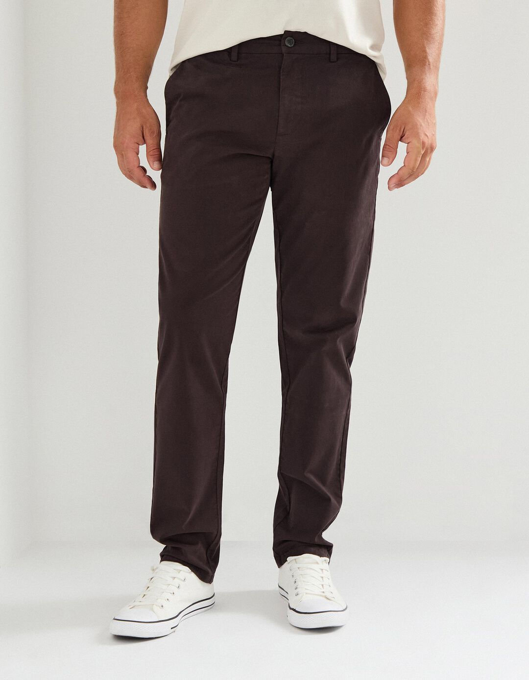 Calças Chino Slim, Homem, Castanho Escuro