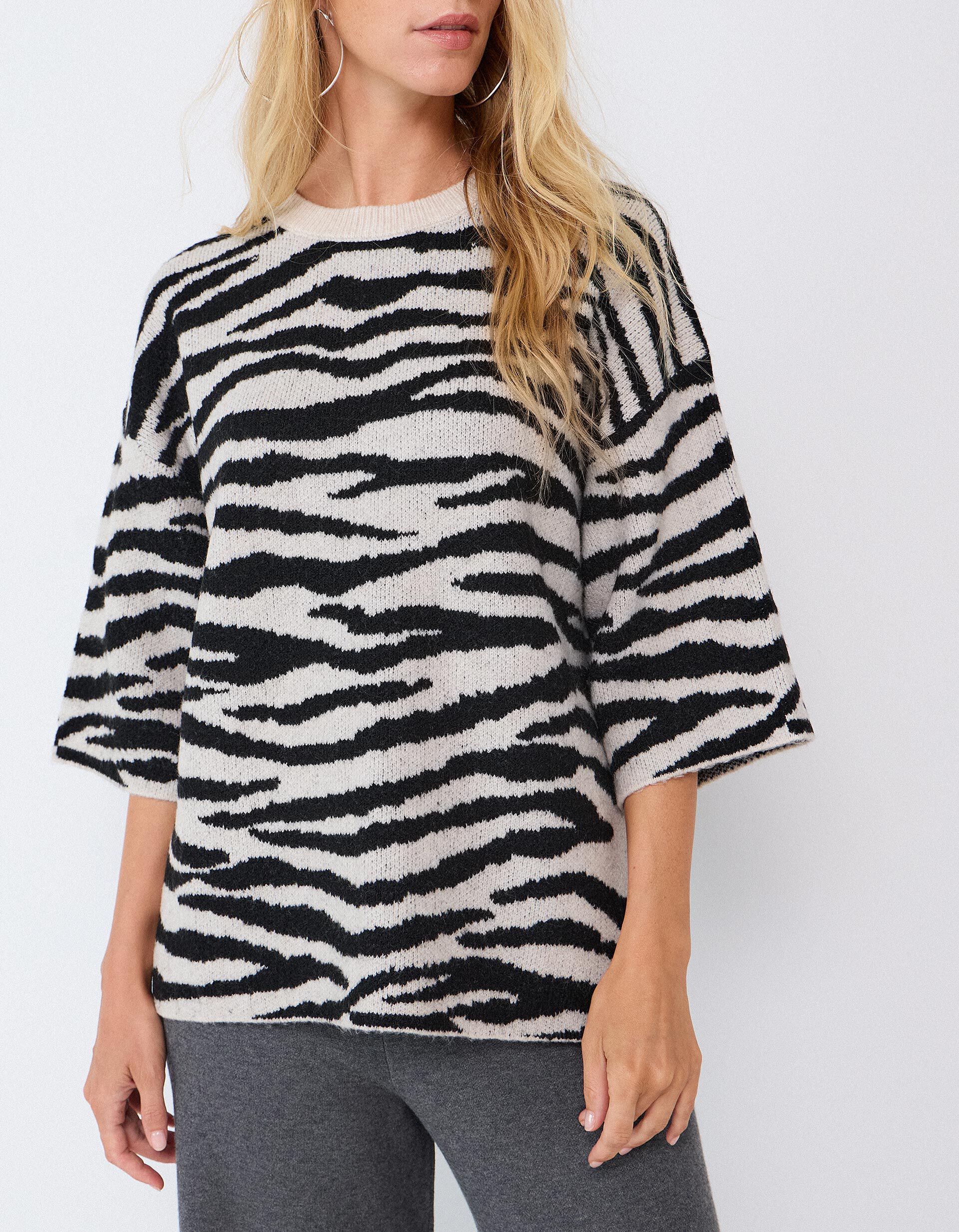 Comprar Online Camisola De Malha Animal Print, Mulher, Cru