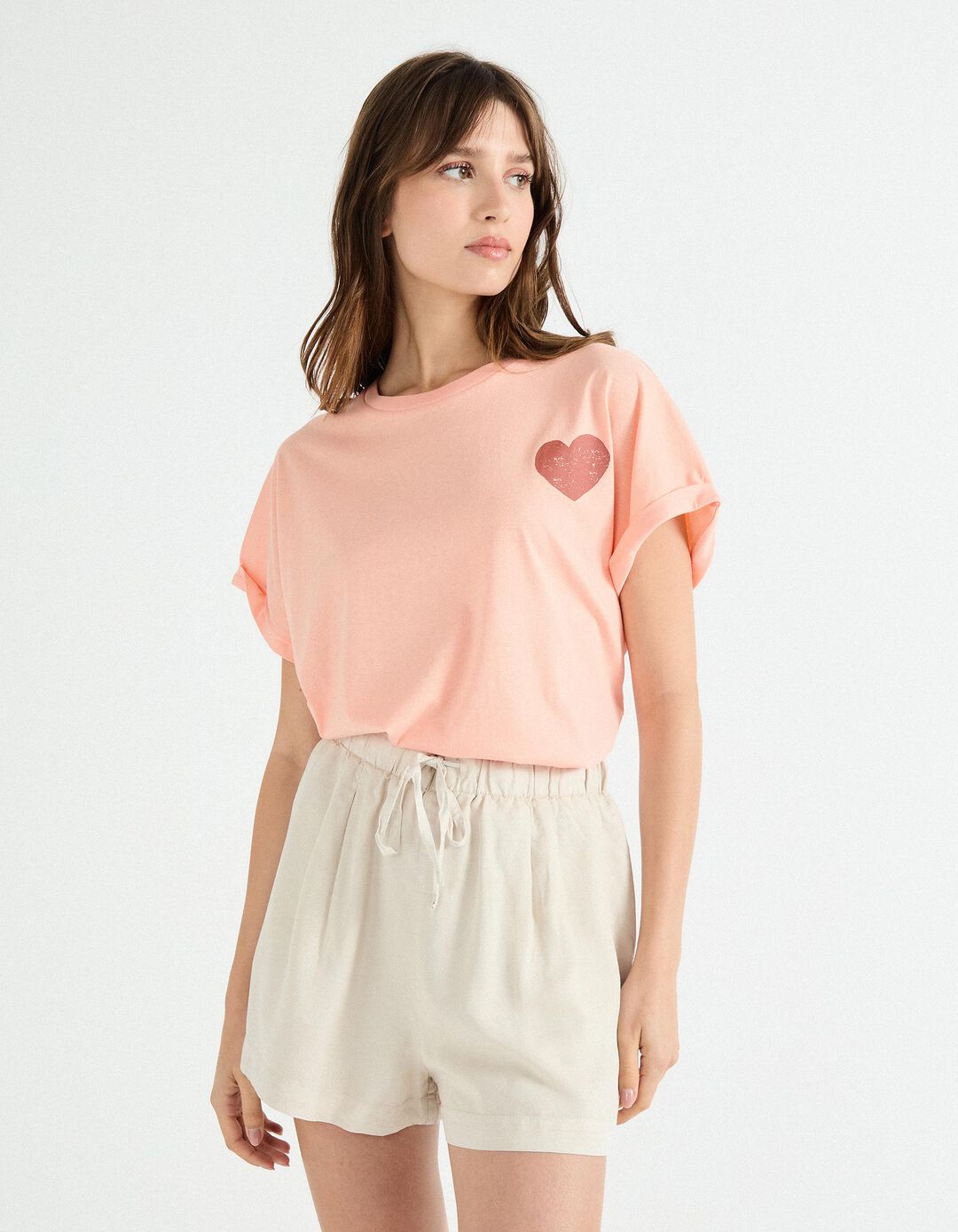 T-shirt Print, Mulher, Laranja