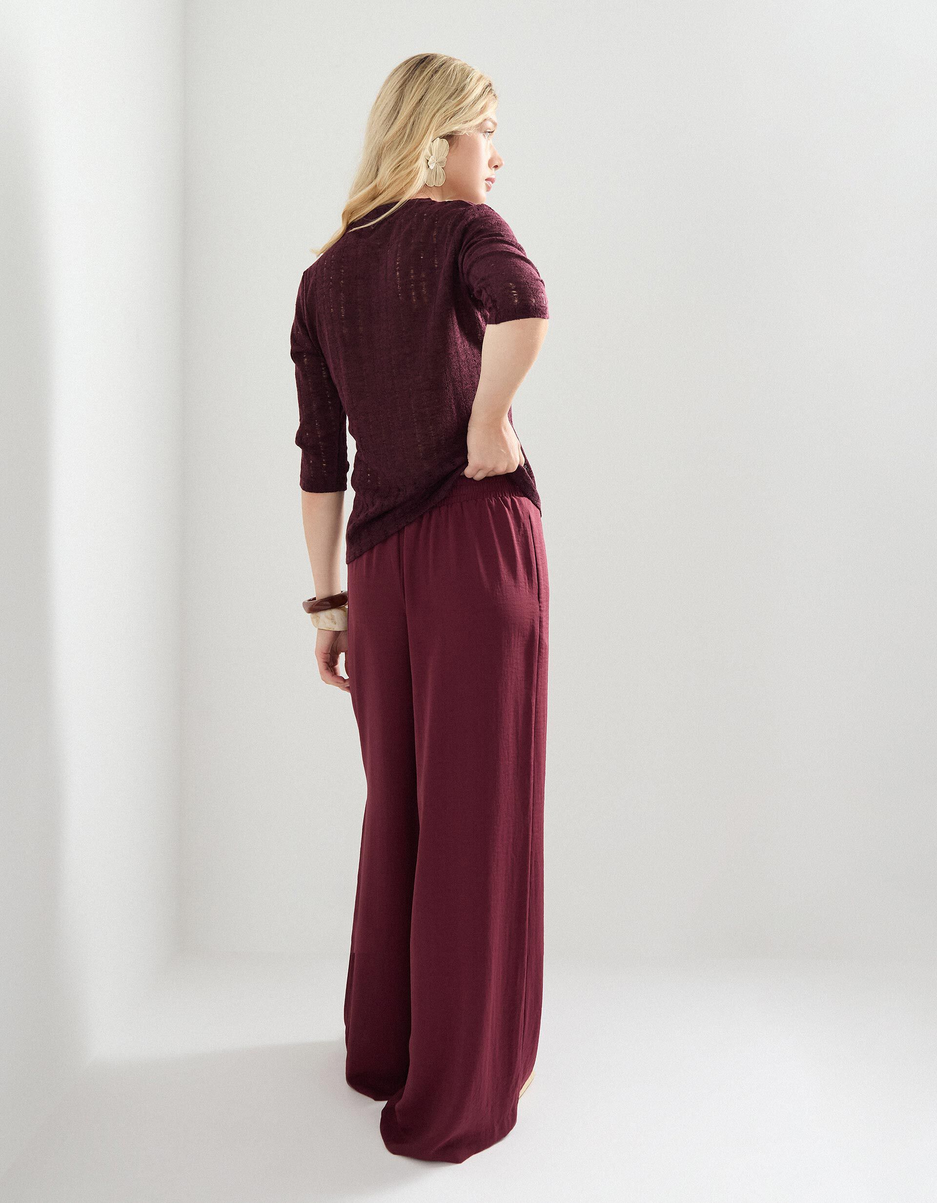 Comprar Online Cal&ccedil;as Palazzo, Mulher, Vermelho Escuro