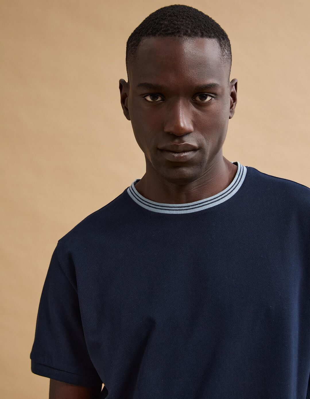 T-shirt Piquet, Homem, Azul Escuro