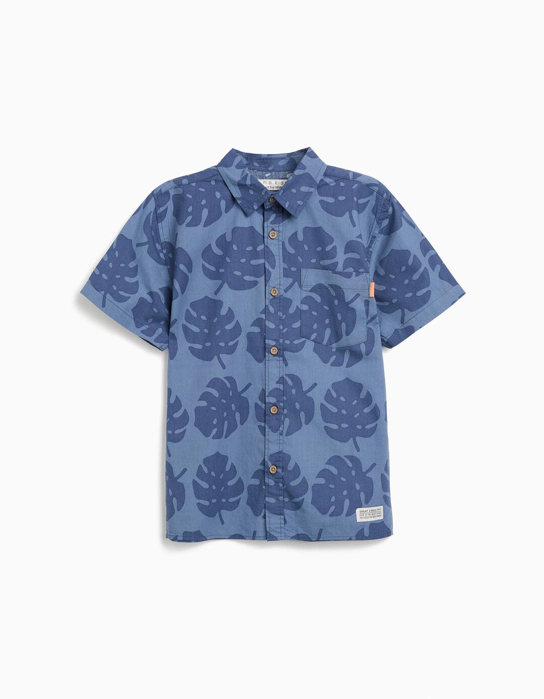 Camisa Print Tropical, Menino, Azul