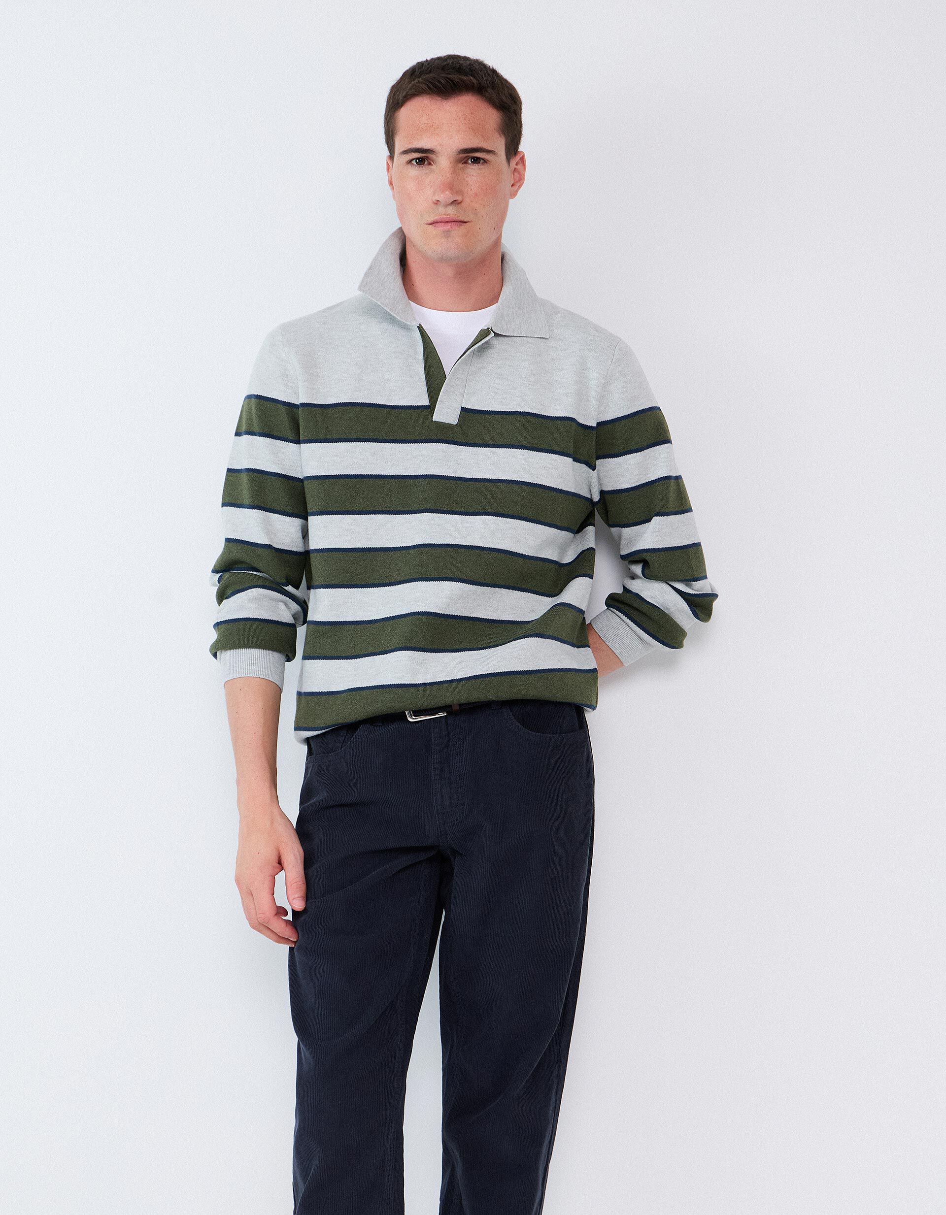 Camisola Com Gola Polo, Homem, Cinzento Claro
