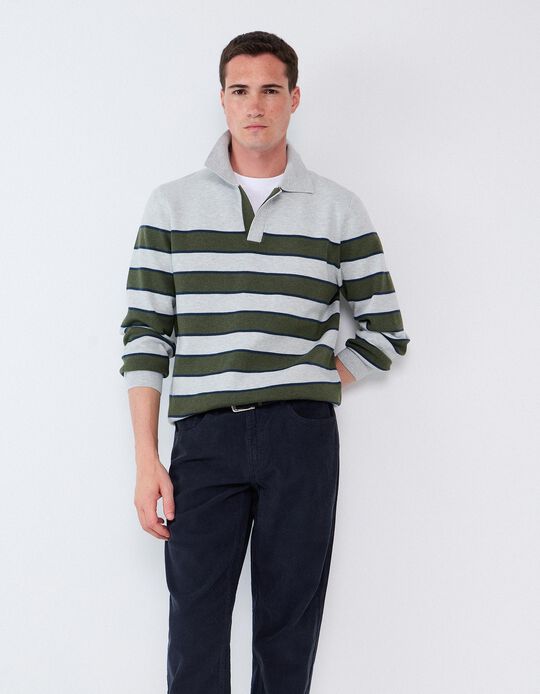 Comprar Online Camisola Com Gola Polo, Homem, Cinzento Claro