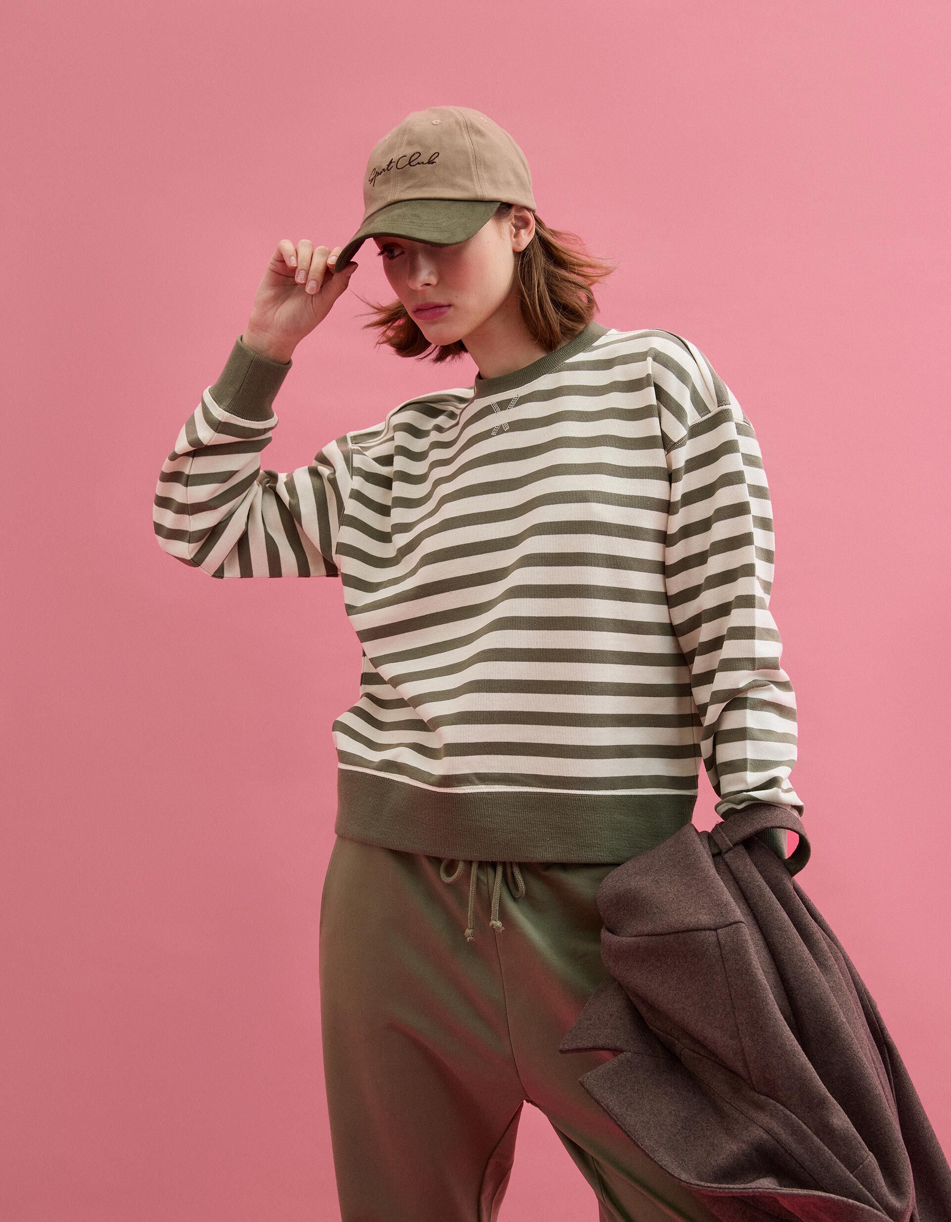 Comprar Online Sweatshirt Riscas, Mulher, Caqui