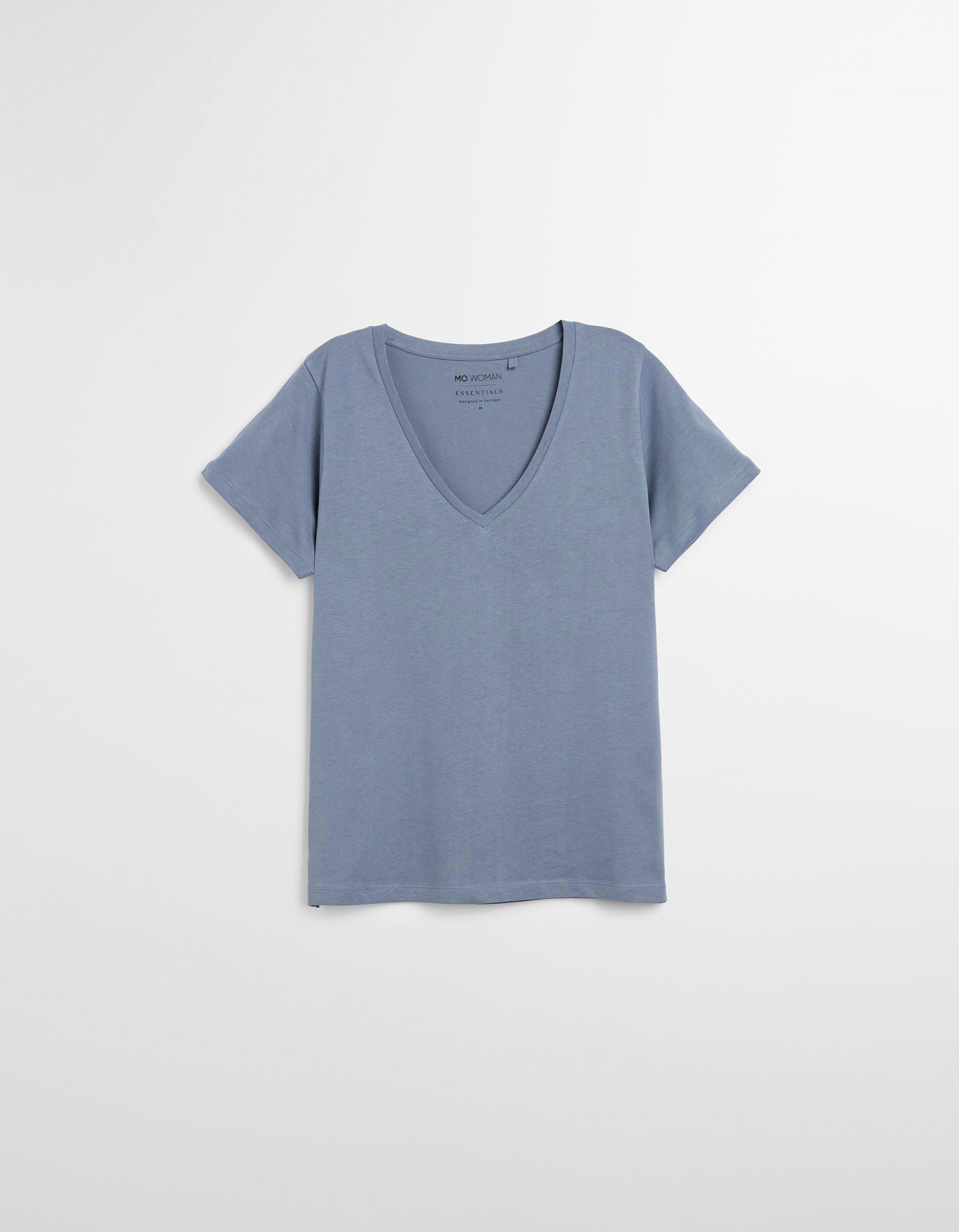 Comprar Online T-shirt Decote em V, Mulher, Azul