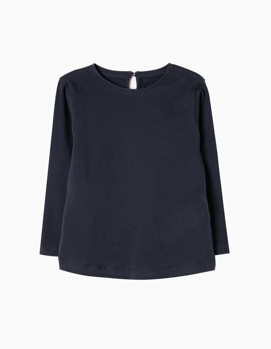 Long-Sleeved Basic Top, Blue