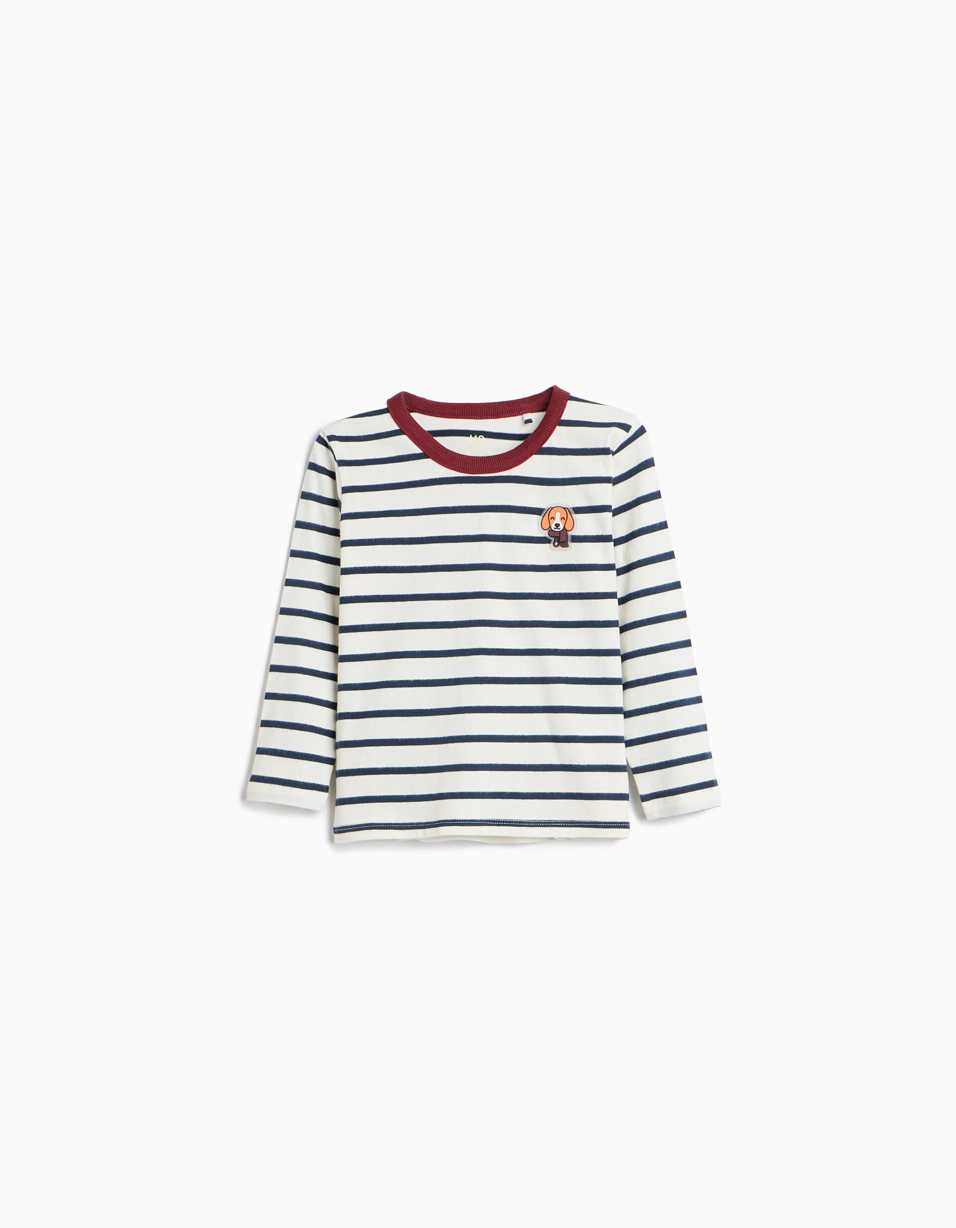 Comprar Online T-shirt De Manga Comprida &Agrave;s Riscas, Menino, Azul Escuro