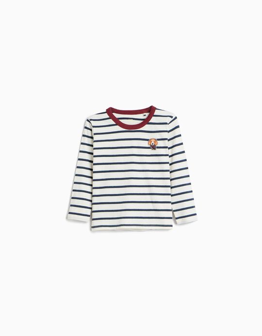 Comprar Online T-shirt De Manga Comprida &Agrave;s Riscas, Menino, Azul Escuro